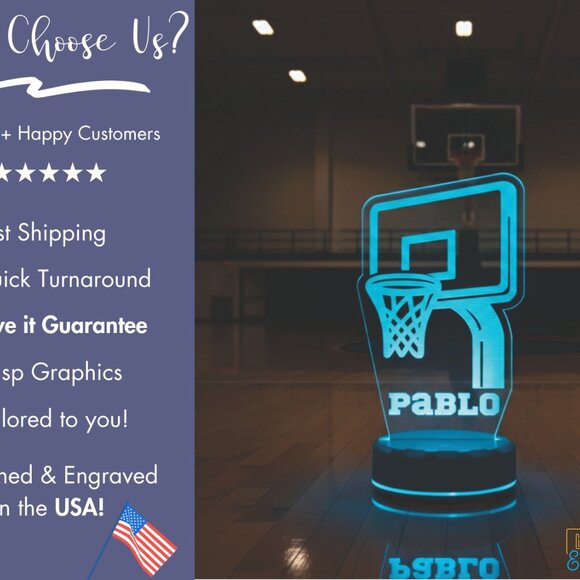 Personalized Basketball Night Light – Custom LED Lamp for Fans - Picture 4 of 8